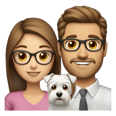 Brown hair man with glasses anda with westie dog girl sticker