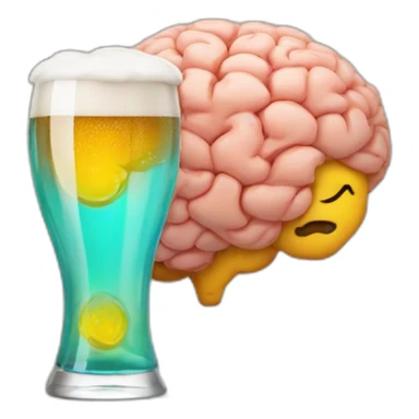 emoji brain holds beer sticker