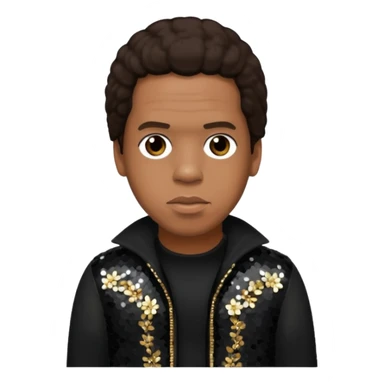 Jay-Z with dark brown hair, black sequin outfit sticker