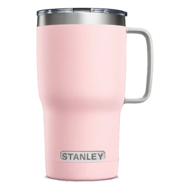 Light pink 40oz Stanley tumbler with handle sticker