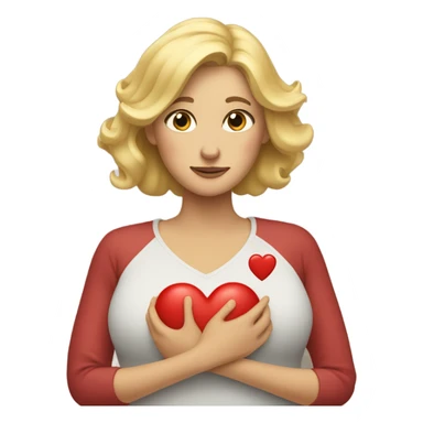Blonde Mother holds her heart in her arm sticker