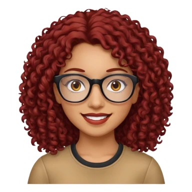 hispanic women with brown eyes and clear glasses and dark red  curly hair sticker