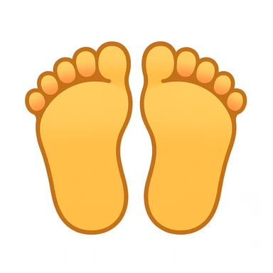 Create a feet emoji inspired by the reference image, showing both feet in a simplified and smooth classic emoji style. Add a subtle blush to the toes for a gentle color accent. sticker