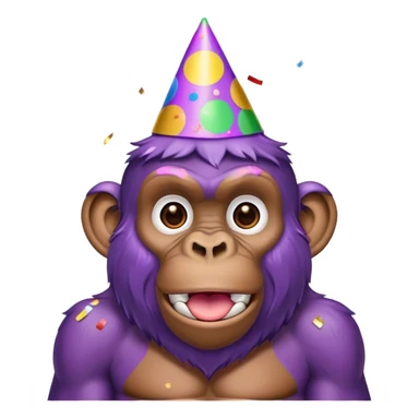 purple ape with birthday hat and confetti sticker