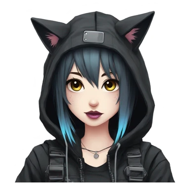 Edgy Kawaii Cute Cool Cartoon Anime Punk Techwear Gothic Catgirl sticker