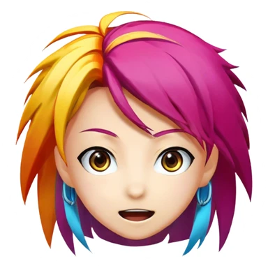 Icon for Anime: vibrant, dynamic scene with popular anime characters in action, featuring exaggerated expressions and colorful backgrounds. The design should reflect the distinct, energetic style of anime, with iconic eyes and unique visual elements. Transparent background. sticker