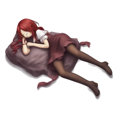 full body sleeping on floor Rias Gremory anime style art sticker