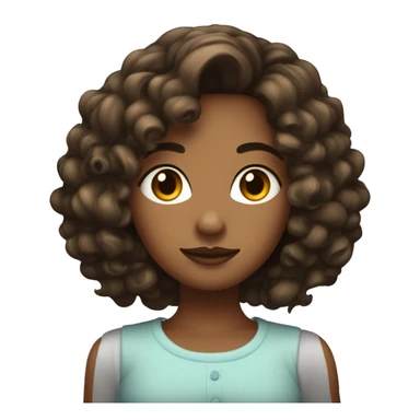 Jeune femme cheveux ondulés noir avec yeux rond bruns et boucle dans le nez sticker