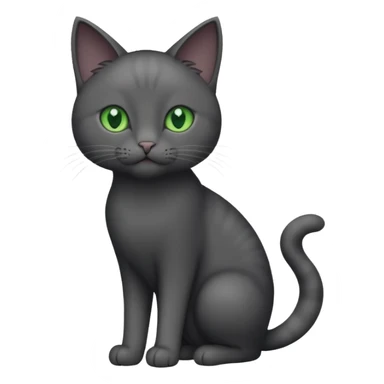 full body solid dark grey cat with green eyes, white paws and white whiskers sticker