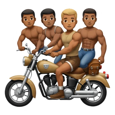Black big men without shirt riding an old small motorcycle sticker