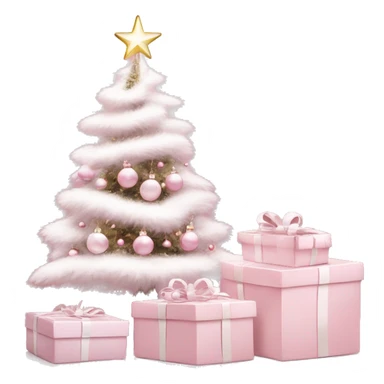 Light pink Christmas gifts under a white Christmas tree  sticker