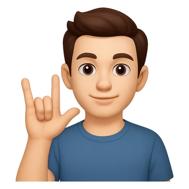 young man making the 'I love you' sign in this style sticker