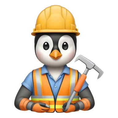 Penguin Construction Worker with saw sticker