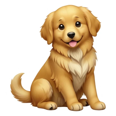 cinematic-[golden retreiver]-realistic-full-body-sitting-emoji,-tail-resting-loosely-beside-its-paws,-head-tilted-dramatically,-scruffy-[golden]-fur,-simplified-yet-realistic-focused-features,-highly-detailed,-glowing-with-an-almost-sarcastic-glow sticker