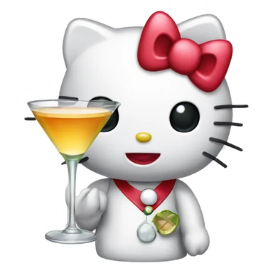 Hello kitty with a martini sticker