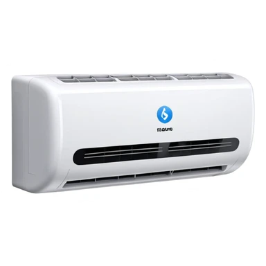 Modern wall-mounted air conditioner with cool air flowing out sticker