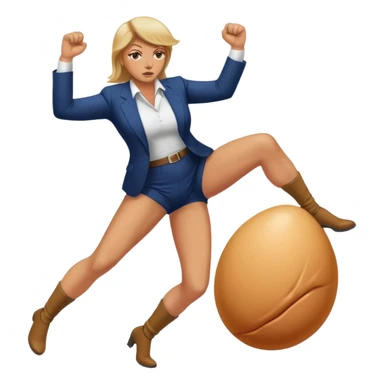 woman kicking donald trump in the testicles sticker