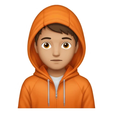 a young guy with orange hoodie, like a "techboy" sticker