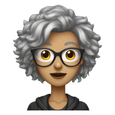 Grayhaired woman with eye glasses punk rockvsryle sticker