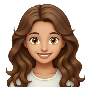 Smiling girl with long brown wavy hair, olive hazel eyes  sticker