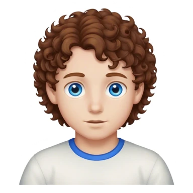 Boy have brown hair curly and blue eyes  sticker