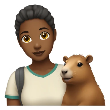 Black girl holding a capybara sticker
