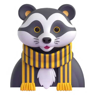 badger head with yellow and black striped scarf sticker