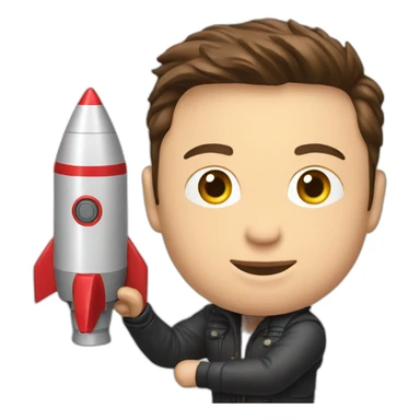 elon musk playing with rocket toy sticker