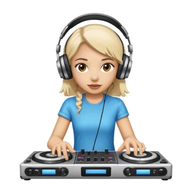 girl playing DJ set sticker