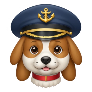 dog wearing a captain's hat sticker