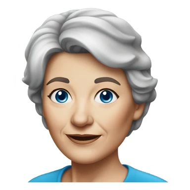 realistic portrait of a older woman with shorter brown hair and silver streaks and blue eyes  sticker