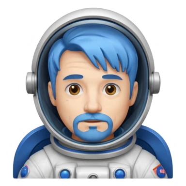Astronauts, Middle-age, male, white skin, blue hair and blue beard sticker
