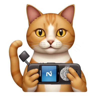 cat with nokia n73 phone sticker