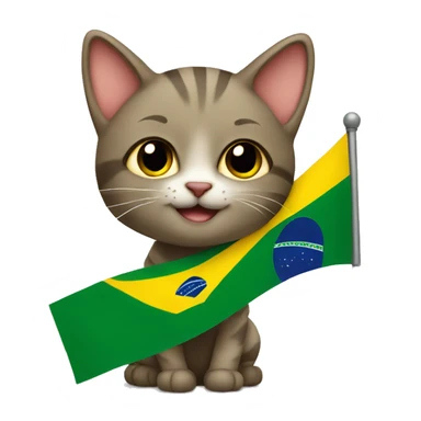 cat holding the Brazilian flag sticker