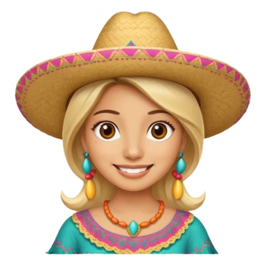 Blonde Mexican woman with a sombrero smiling sticker