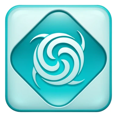 a Tiny compressed Stylized light-turquoise wind wind symbol inside a gradient white square icon, light turquoise borders sticker