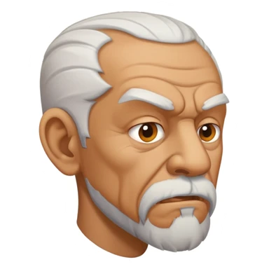 old angry man in profile view with a goatee sticker