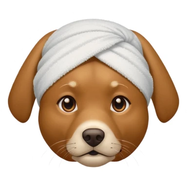 Lab wearing a towel on head sticker