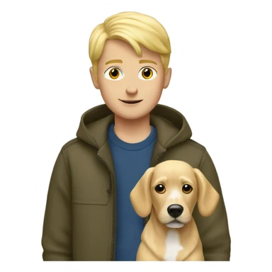 blonde boy with dog outdoors sticker