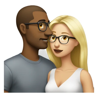 Blond woman glasses kissing brunette man sticker