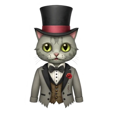 zombie cat with bow tie and top hat sticker