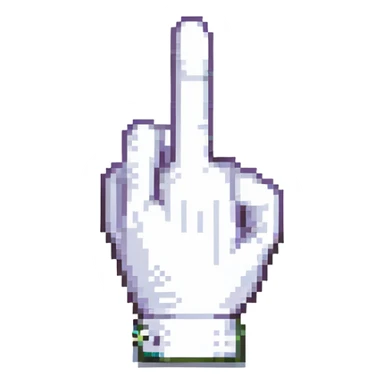 Super Mario's white glove with a finger pointing up, pixel art style sticker