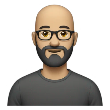 Bearded dark haired bald man with glasses sticker