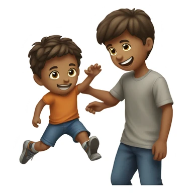 little boy playing with his older brother sticker