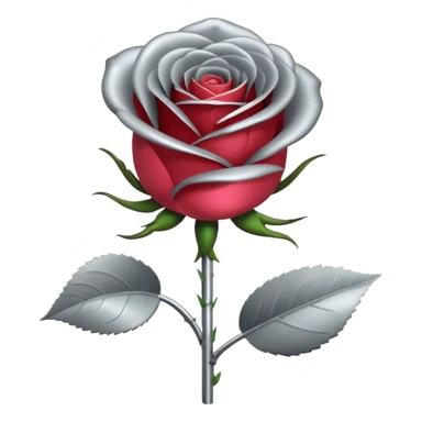 gray metal chrome rose, without green leaves, just flower sticker