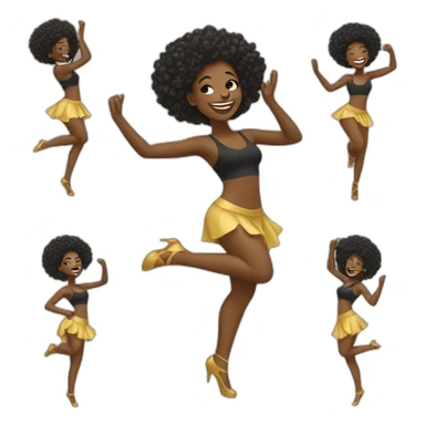create a whatsapp style emoji of a BLACK WOMAN dancing sticker