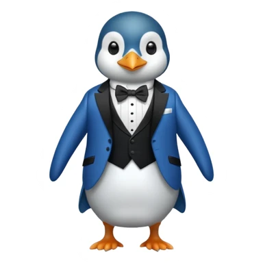 A blue penguin in a tuxedo sticker