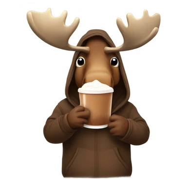 Moose wearing a hoodie with hot chocolate  sticker