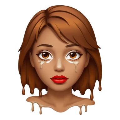 Brown Hair, Woman, white paint drip, face, hot, Sexy, lips sticker