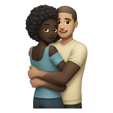 Light skin man hugging dark skin girl  sticker